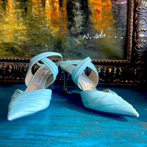 Jimmy Choo Basil 75 Leather Pump - Powder Blue